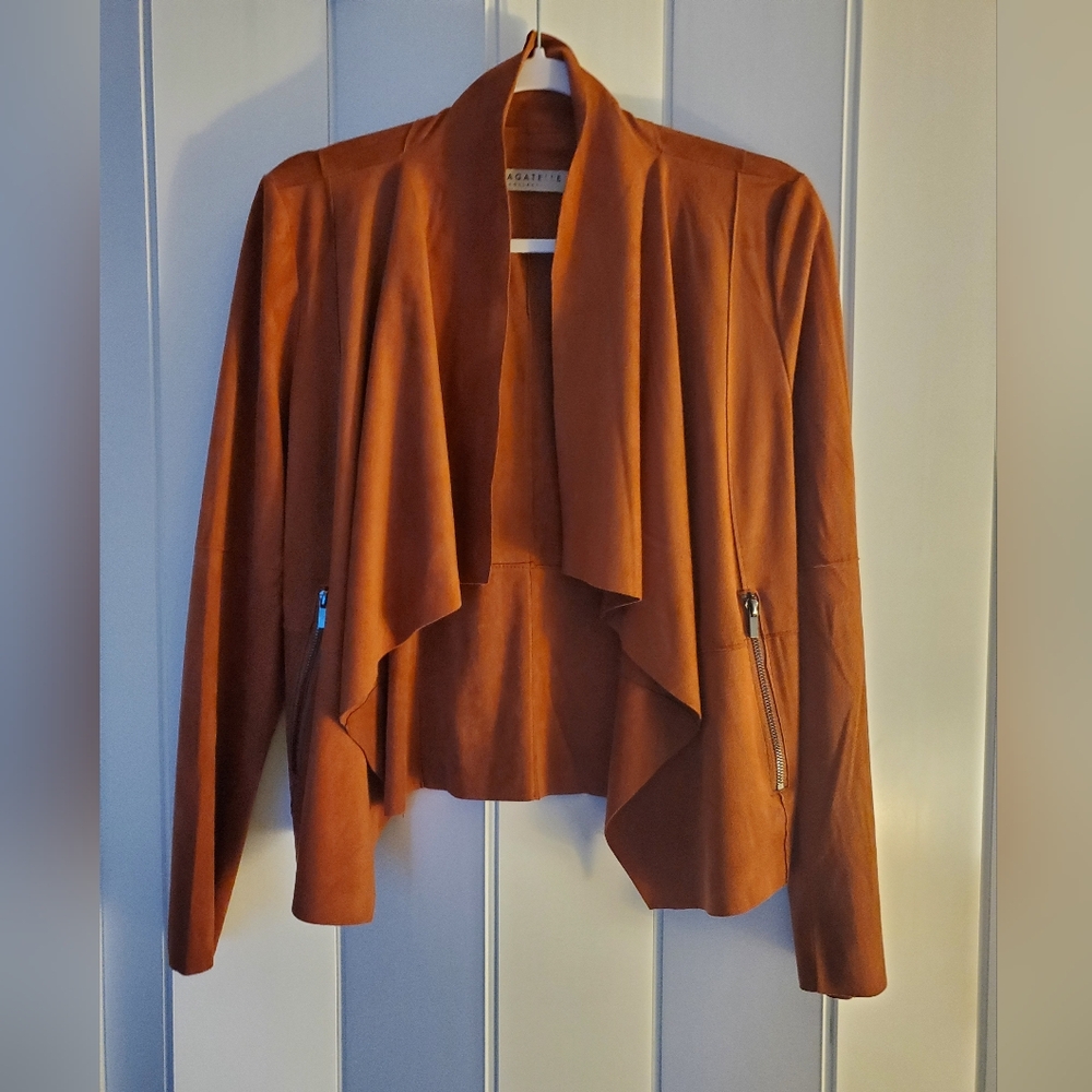 Bagatelle Collection Copper/Brown Faux Suede Jacket Medium